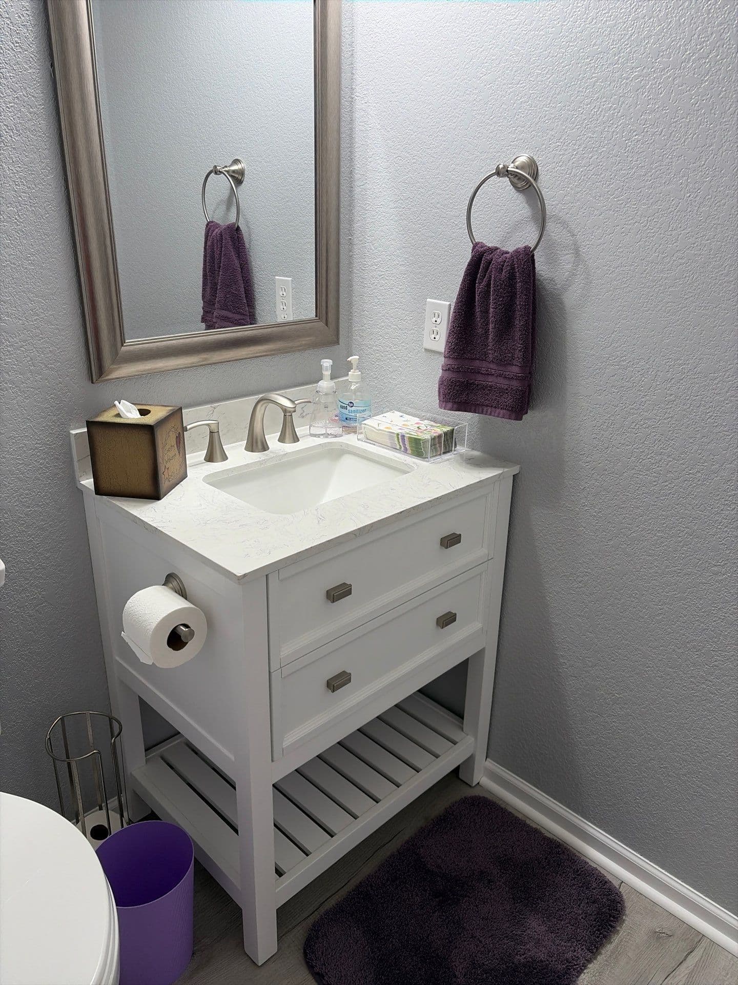 Bathroom Refresh With New LVP Flooring and Vanity Swap image