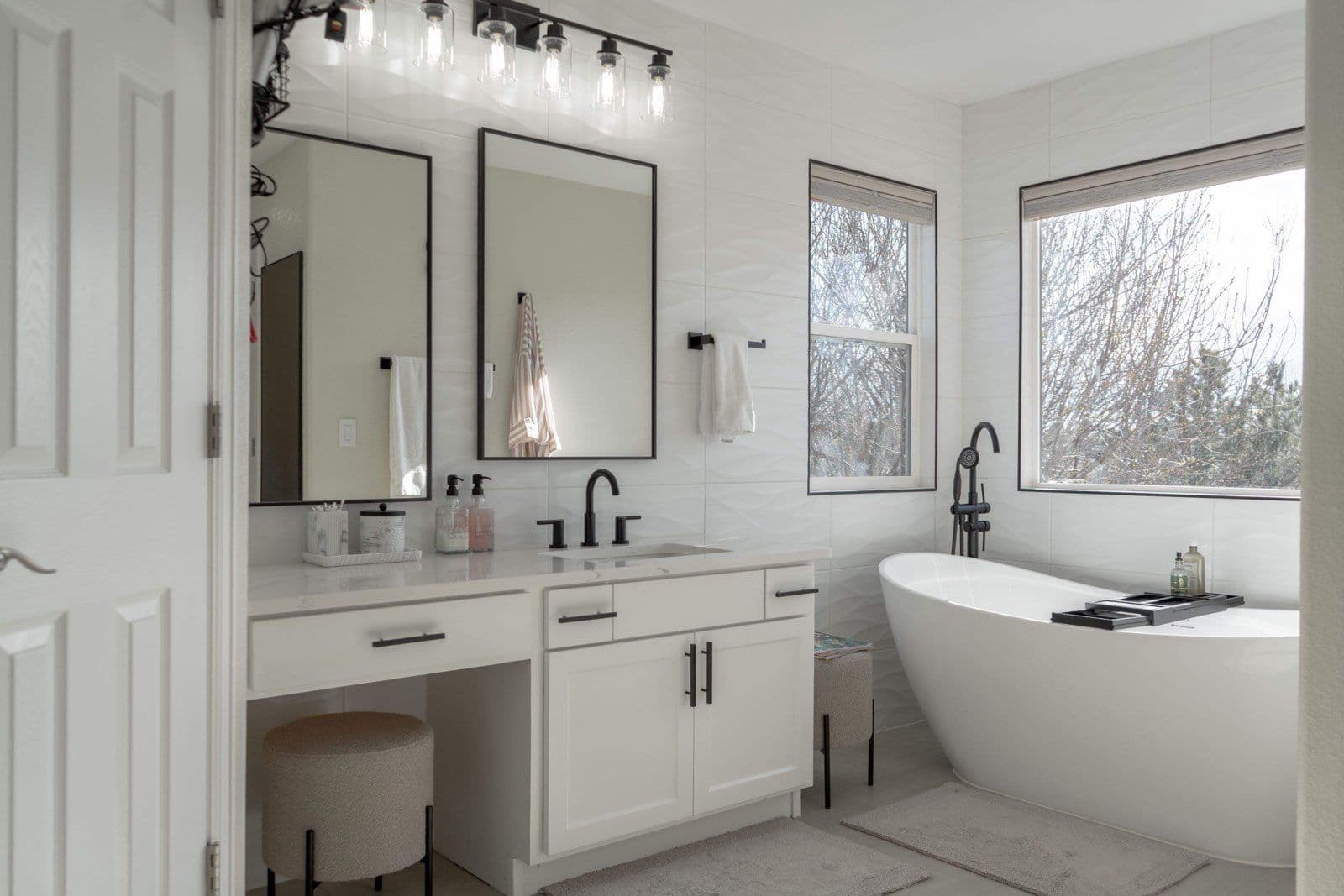Project Elegant Bathroom Makeover Featuring Custom Double Vanity image