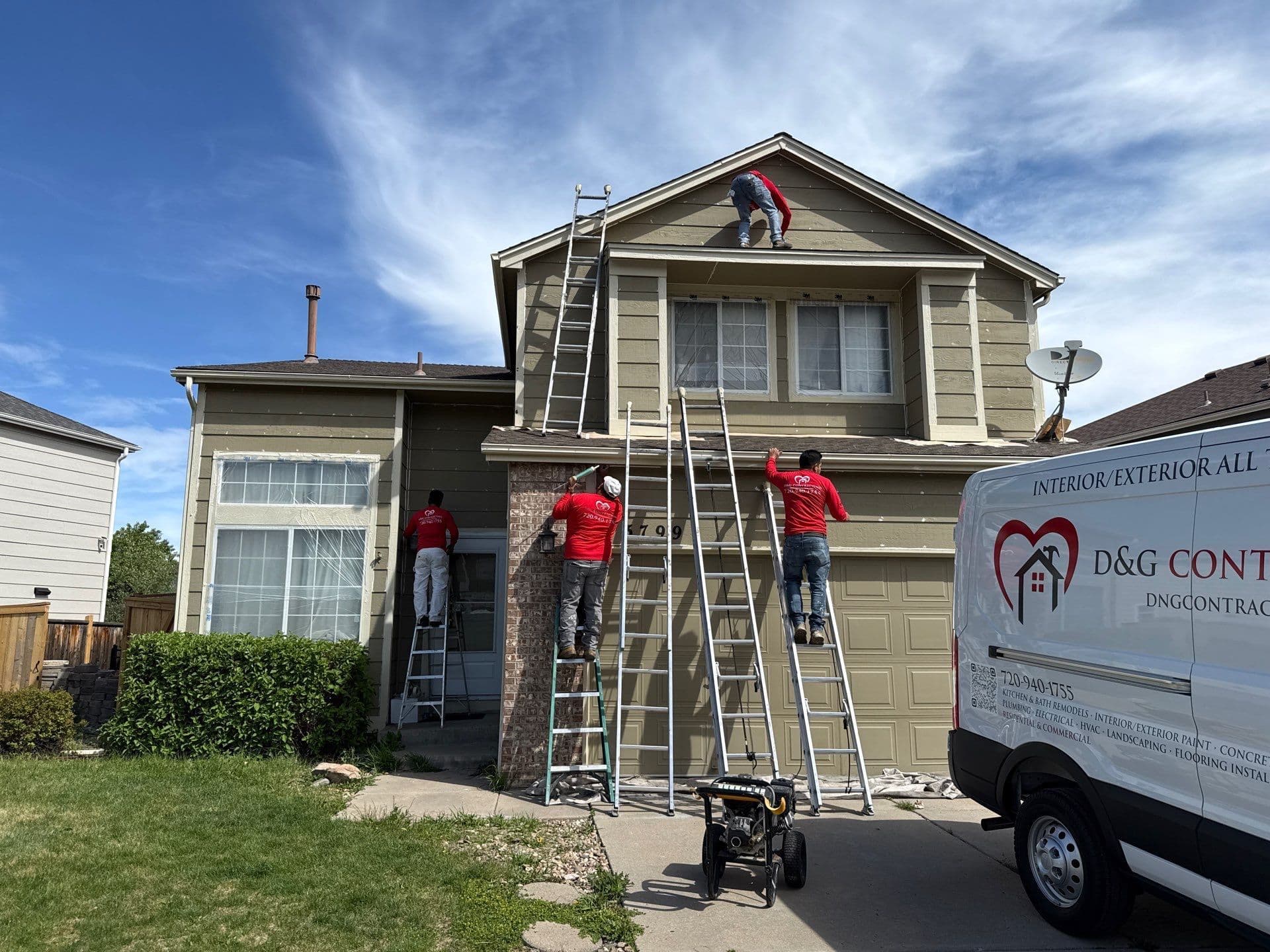 Gallery photos for Exterior Painting Prep Done Right on a Two-Story Home: Image #1