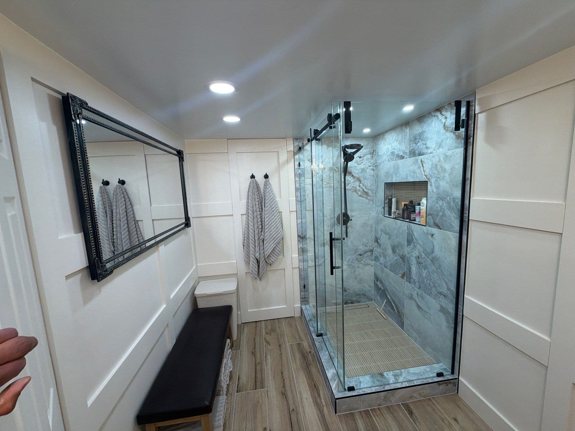Gallery photos for Custom Bathroom Remodel with Hidden Doors and Glass Shower: Image #2